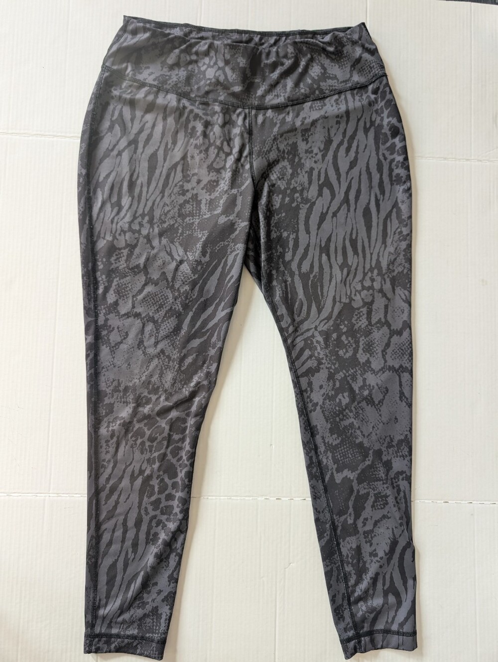 Zelos 2X Gray Animal Print High Rise Leggings Hidden Pocket